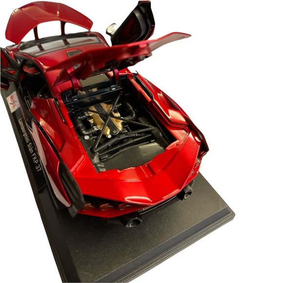 Maisto 1/18 Scale Diecast metal Lamborghini Sian FKP 37 Red Special Edition - Picture 7 of 12